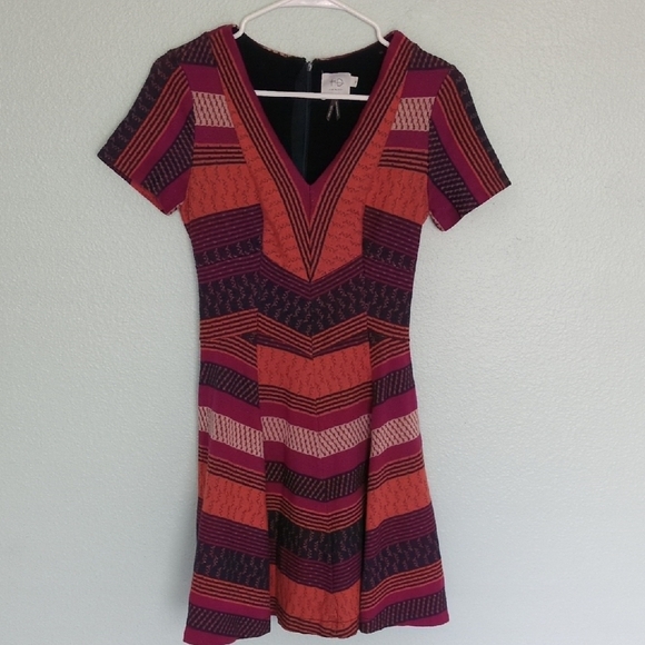 HD in Paris Purple and Orange Fit and Flare Mini Dress - Picture 3 of 6